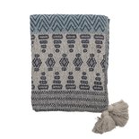 Bloomingville - Throw Blue zigzag