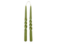 Rustik Lys - Dinner candle Twist Olive green
