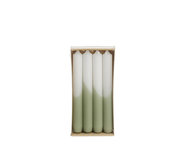 Rustik Lys - Half dipped dinner candle Tea green s/4