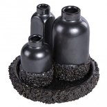 PTMD - Subtile Petrol ceramic look 3 vases on plate s
