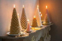 Rustik Lys - Christmas tree candle Gold L