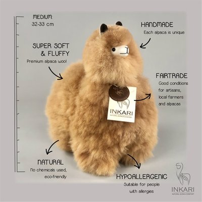 Inkari - Alpaca stuffed animal hazelnut M