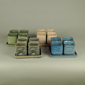 BRYNXZ - Set of plate and pots square cosy spring Blue