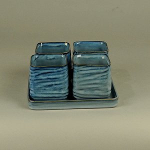 BRYNXZ - Set of plate and pots square cosy spring Blue