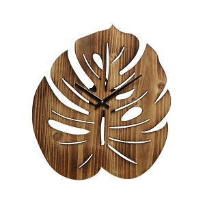 Clock monstera wood