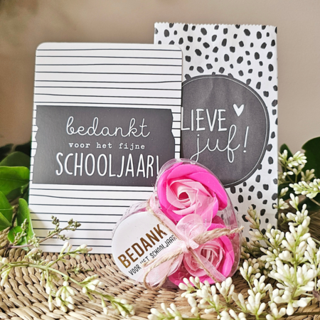 DistelRoos - Soap flowers Cotton candy, set of 3 - Bedankt voor het schooljaar